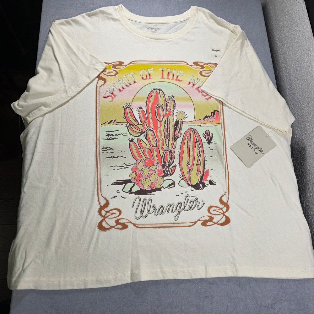 Wrangler Retro Spirit of the West Cactus Graphic T-Shirt Cream XL - Picture 7 of 9